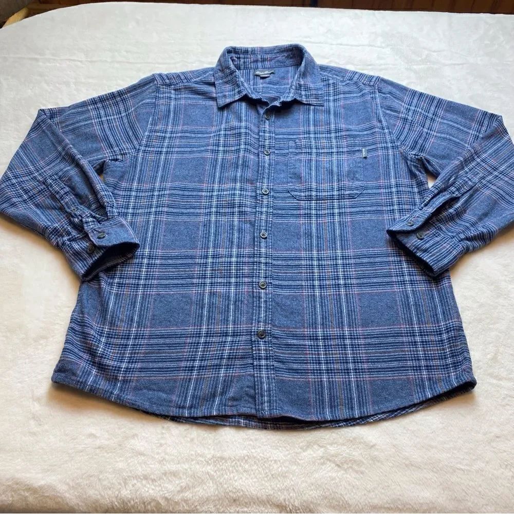 Eddie Bauer Chambray Blue Plaid Bristol Plaid Long Sleeve Size XL